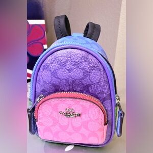 Coach Mini Court Backpack Bag Charm In Colorblock Signature Canvas Key Fob.